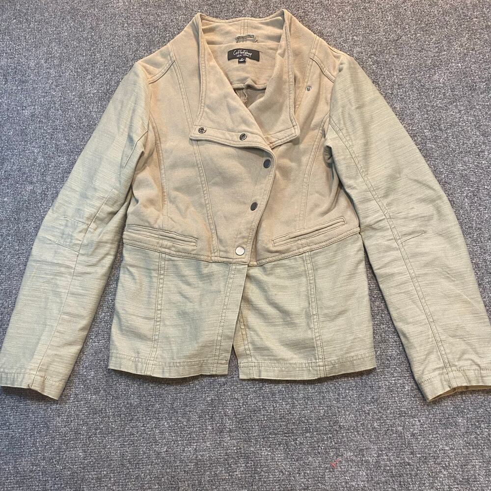 Coffee Shop New York Women's Size Medium Beige Button Up Jacket Coat
